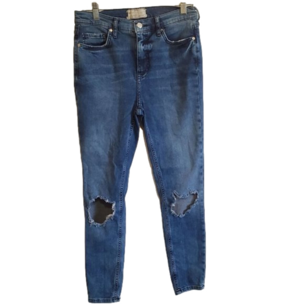 FREE People 29 Busted Knee Skinny Ankle Jeans Distressed High rise
